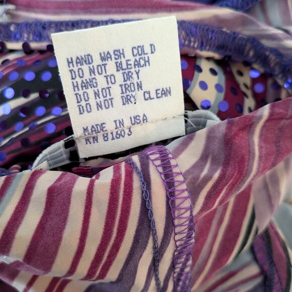 Vintage Y2K Mini Dress L Purple Black Bodycon Sequin Cocktail Going Out Club 90s - Picture 11 of 11